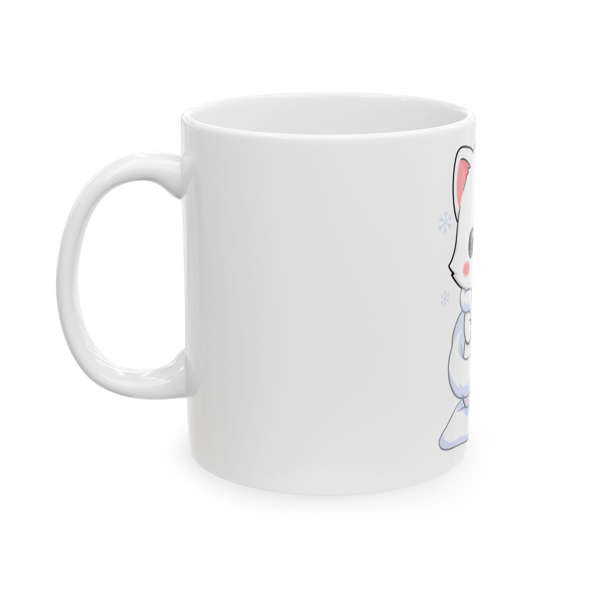 Kawaii Arctic Fox Mug, Cute Snowy Animal Ceramic Cup