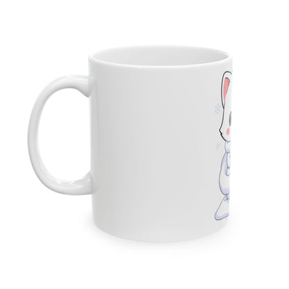 Kawaii Arctic Fox Mug, Cute Snowy Animal Ceramic Cup