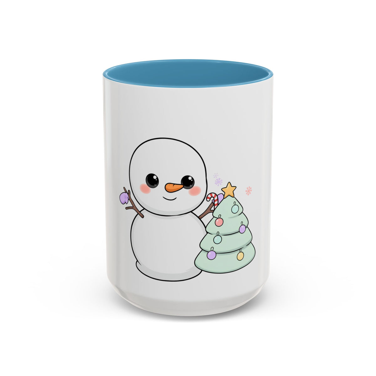 Kawaii Snowman Christmas Mug, Accent Coffee Mug