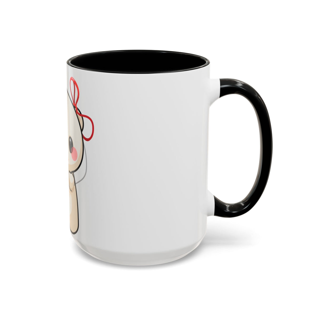 Kawaii Polar Bear Mug, Cute Jingle Bell Accent Coffee Cup