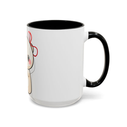 Kawaii Polar Bear Mug, Cute Jingle Bell Accent Coffee Cup