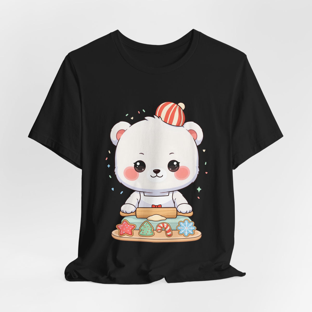 Christmas Cookie Baking Polar Bear Tee, Kawaii Holiday Shirt