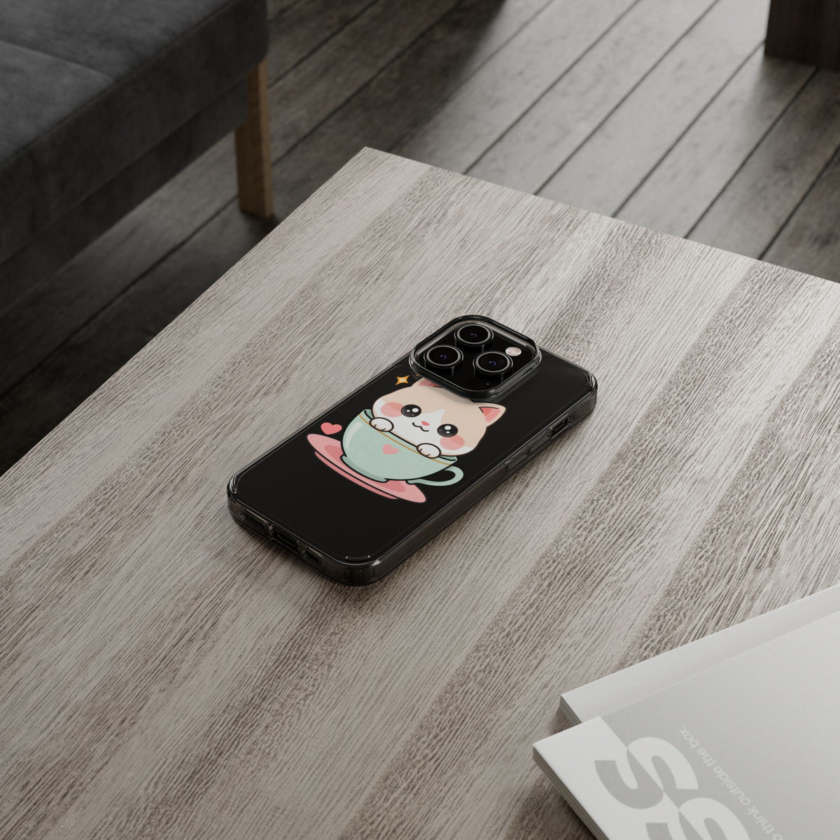 Kawaii Cat Phone Case, Cute Teacup Kitty Gift