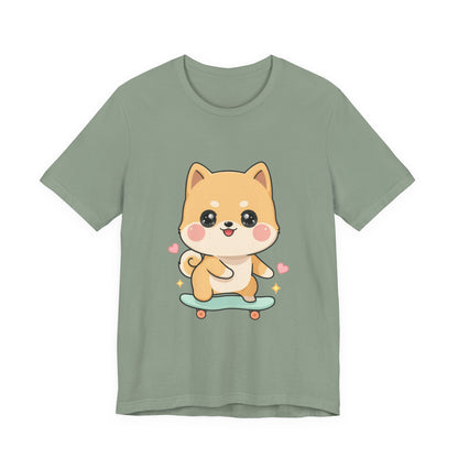 Kawaii Shiba Inu Skateboarder Tee for Dog Lovers