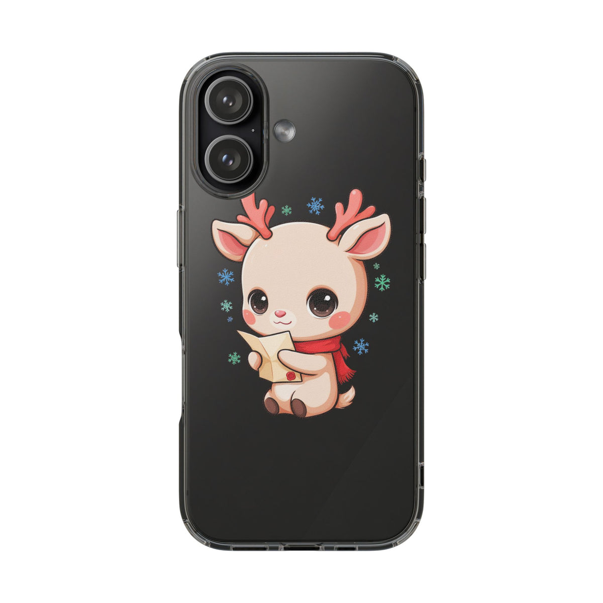 Christmas Reindeer Clear Impact-Resistant Phone Case