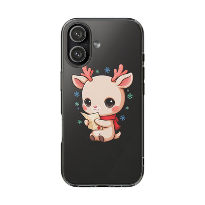 Christmas Reindeer Clear Impact-Resistant Phone Case