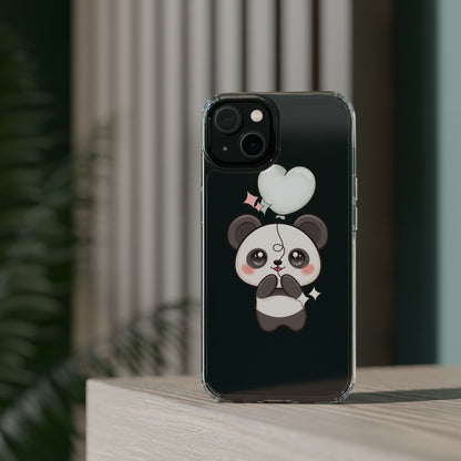 Kawaii Panda Clear Phone Case with Balloon