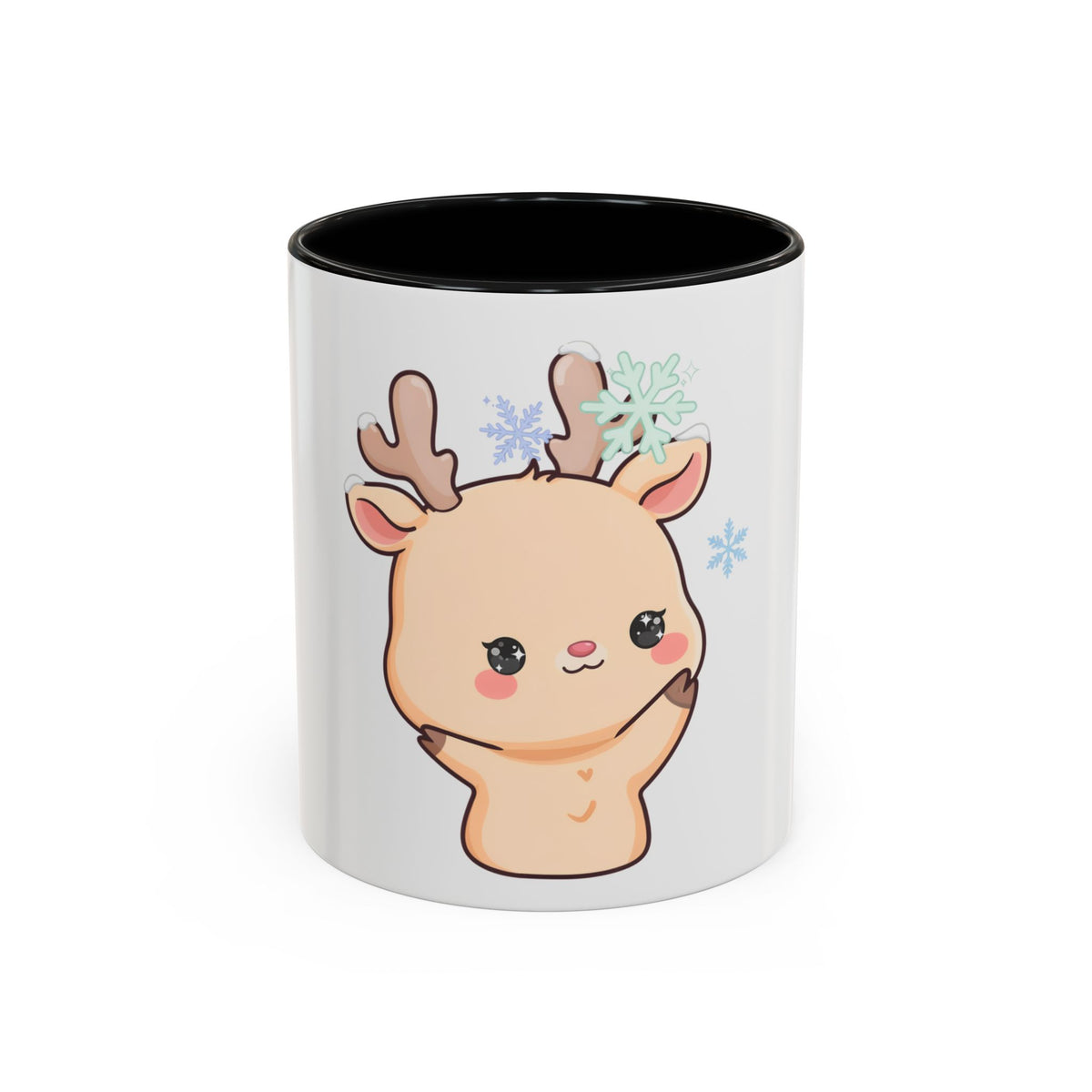 Kawaii Reindeer Accent Coffee Mug for Cozy Winter Sips