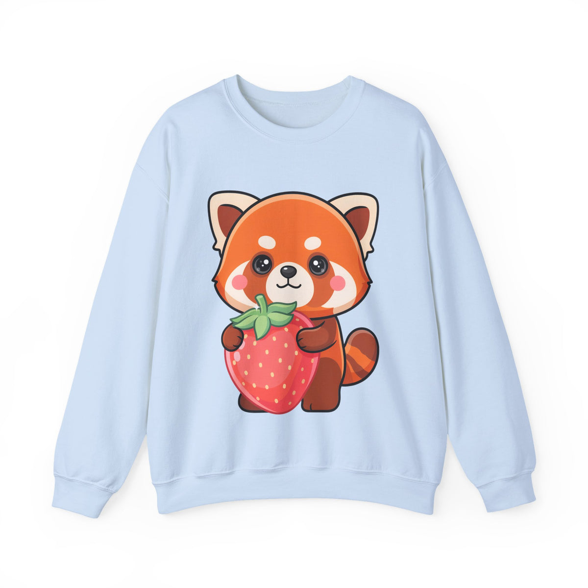 Kawaii Red Panda Sweatshirt, Cute Strawberry Hug Crewneck