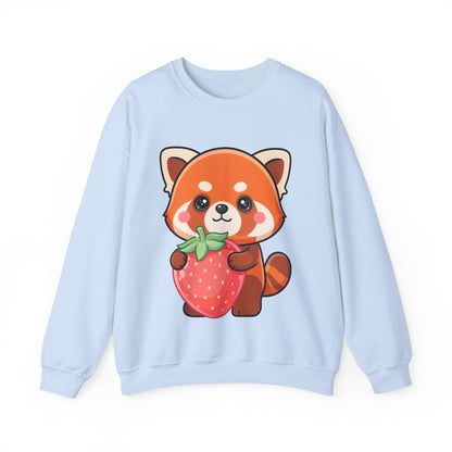 Kawaii Red Panda Sweatshirt, Cute Strawberry Hug Crewneck