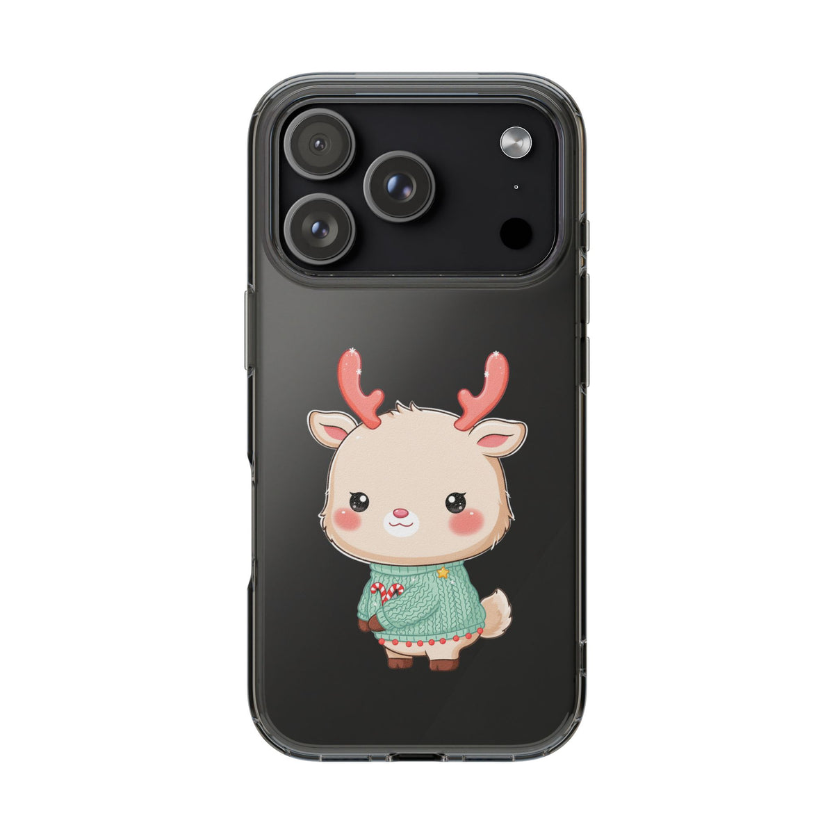 Kawaii Reindeer Clear Impact-Resistant Phone Case