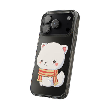 Kawaii Arctic Fox Phone Case, Cozy Christmas Scarf
