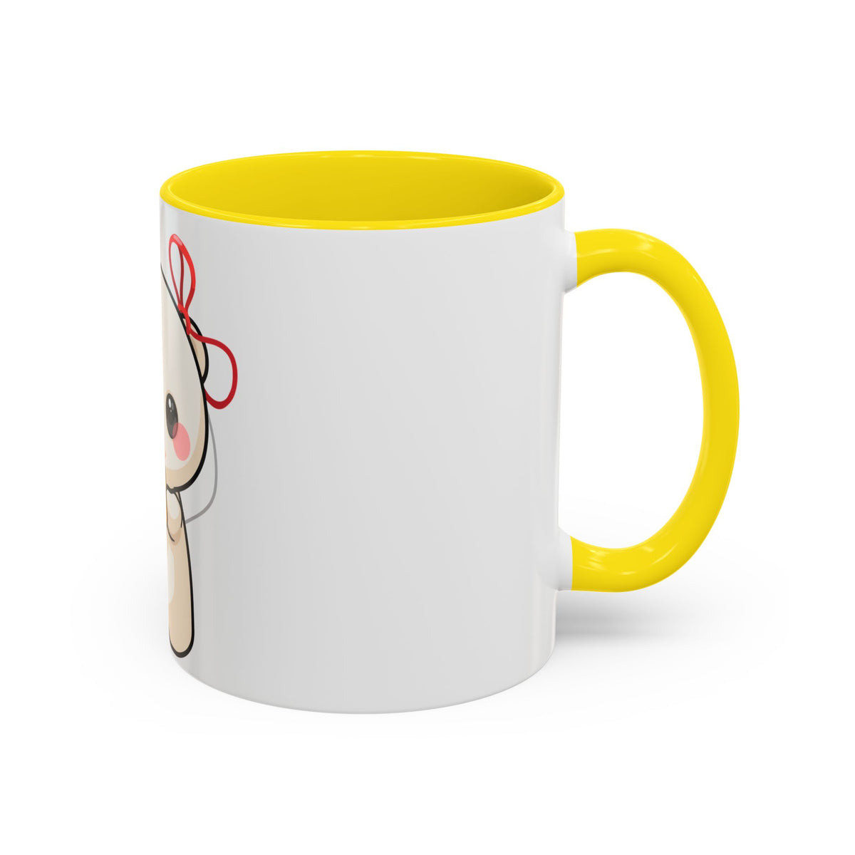Kawaii Polar Bear Mug, Cute Jingle Bell Accent Coffee Cup