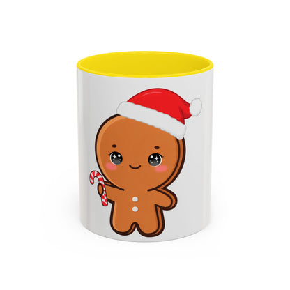 Gingerbread Man Christmas Mug, 11oz or 15oz Accent Coffee Mug