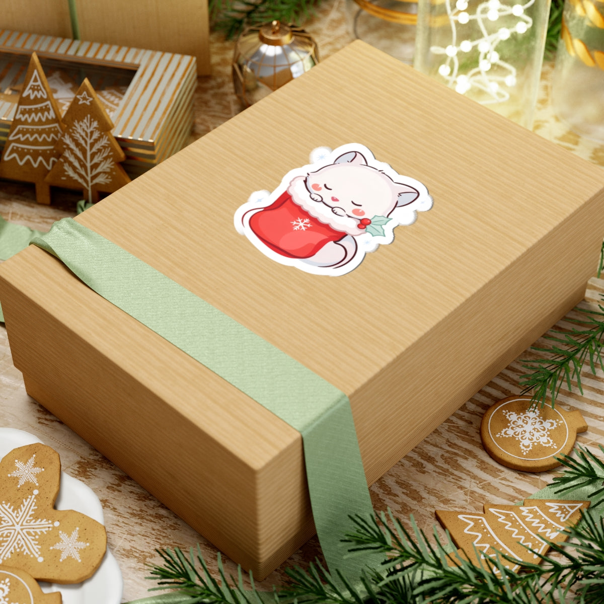 Kawaii Arctic Fox Christmas Sticker for Cozy Holiday Fans