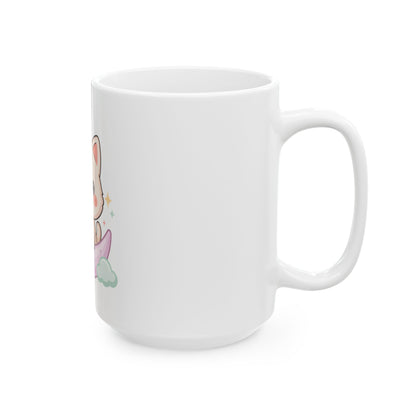 Kawaii Cat Mug, Cute Moon Cat Gift for Cat Lovers