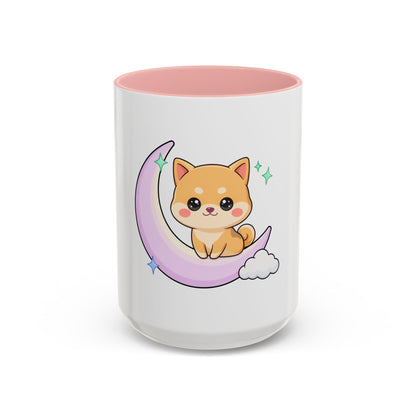 Kawaii Shiba Inu Accent Coffee Mug, Moon Puppy Gift