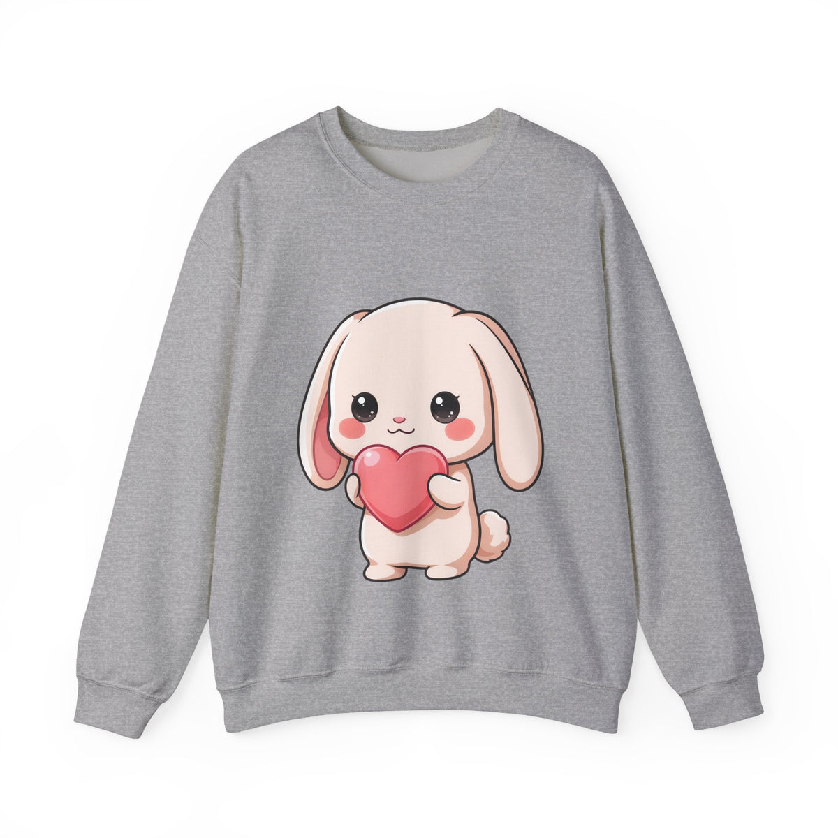 Kawaii Bunny Sweatshirt, Cute Heart Hug Crewneck