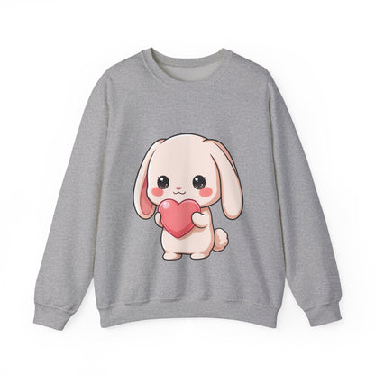 Kawaii Bunny Sweatshirt, Cute Heart Hug Crewneck