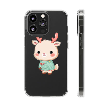 Kawaii Reindeer Clear Impact-Resistant Phone Case