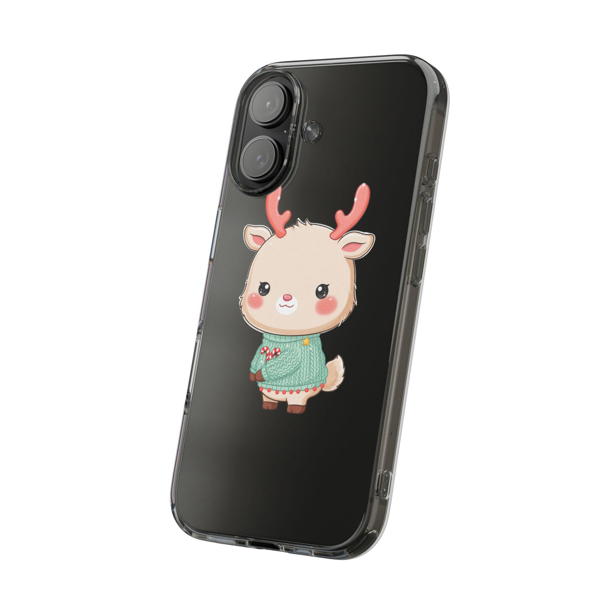 Kawaii Reindeer Clear Impact-Resistant Phone Case