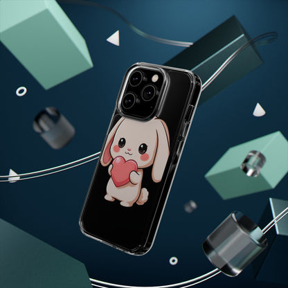 Kawaii Bunny Clear Phone Case with Heart