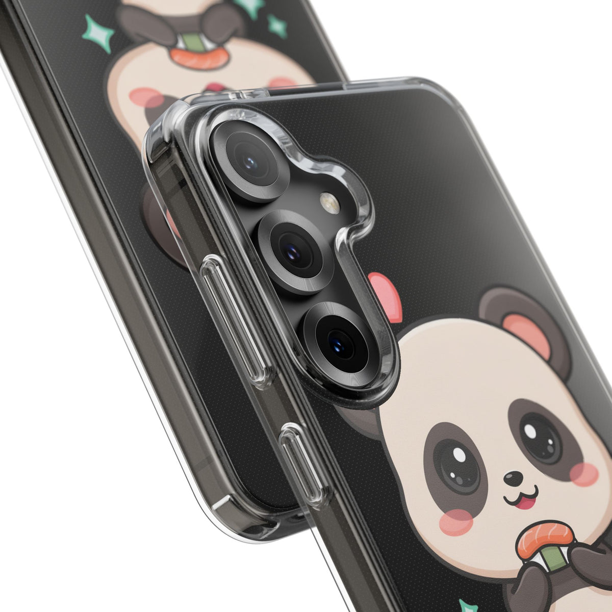 Kawaii Panda Sushi Phone Case, Clear Impact-Resistant Case