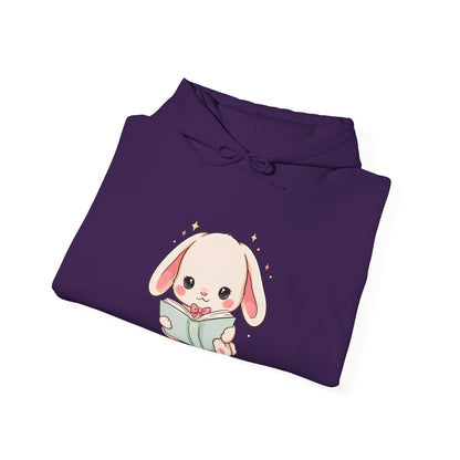Kawaii Bunny Reading Hoodie for Book Lovers