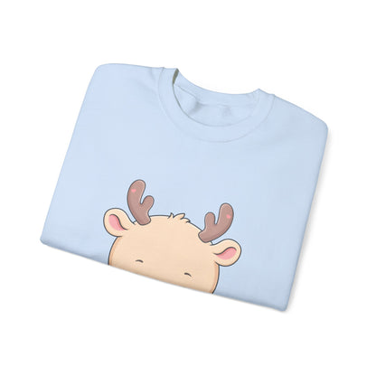 Kawaii Reindeer Sweatshirt, Cute Hot Cocoa Holiday Crewneck