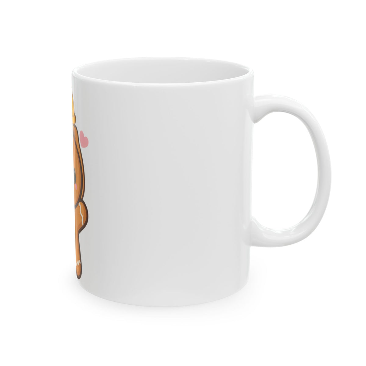 Kawaii Gingerbread Mug, Cute Holiday Ceramic Coffee Cup