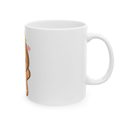 Kawaii Gingerbread Mug, Cute Holiday Ceramic Coffee Cup