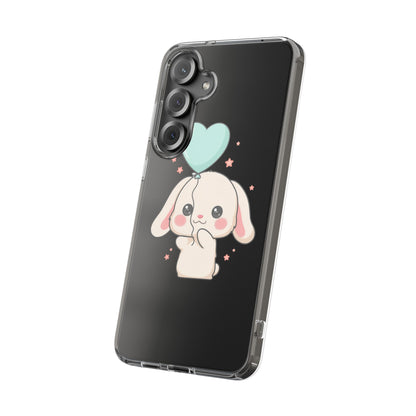 Kawaii Bunny Phone Case with Balloon, Clear Impact-Resistant