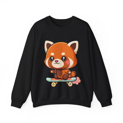 Kawaii Red Panda Skateboarding Sweatshirt, Cute Animal Gift