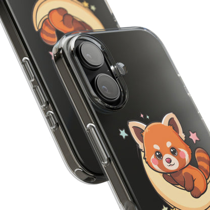 Red Panda Phone Case, Kawaii Moon Companion