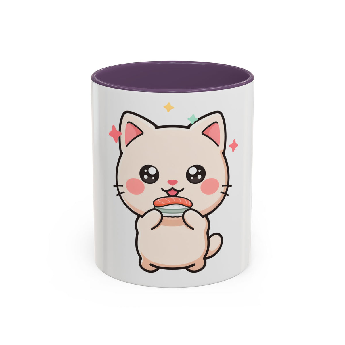 Kawaii Cat Sushi Mug, Cute Accent Coffee Mug