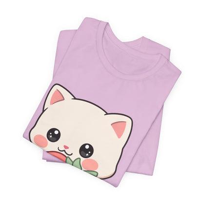 Kawaii Cat Strawberry T-Shirt, Cute Cat Lover Gift