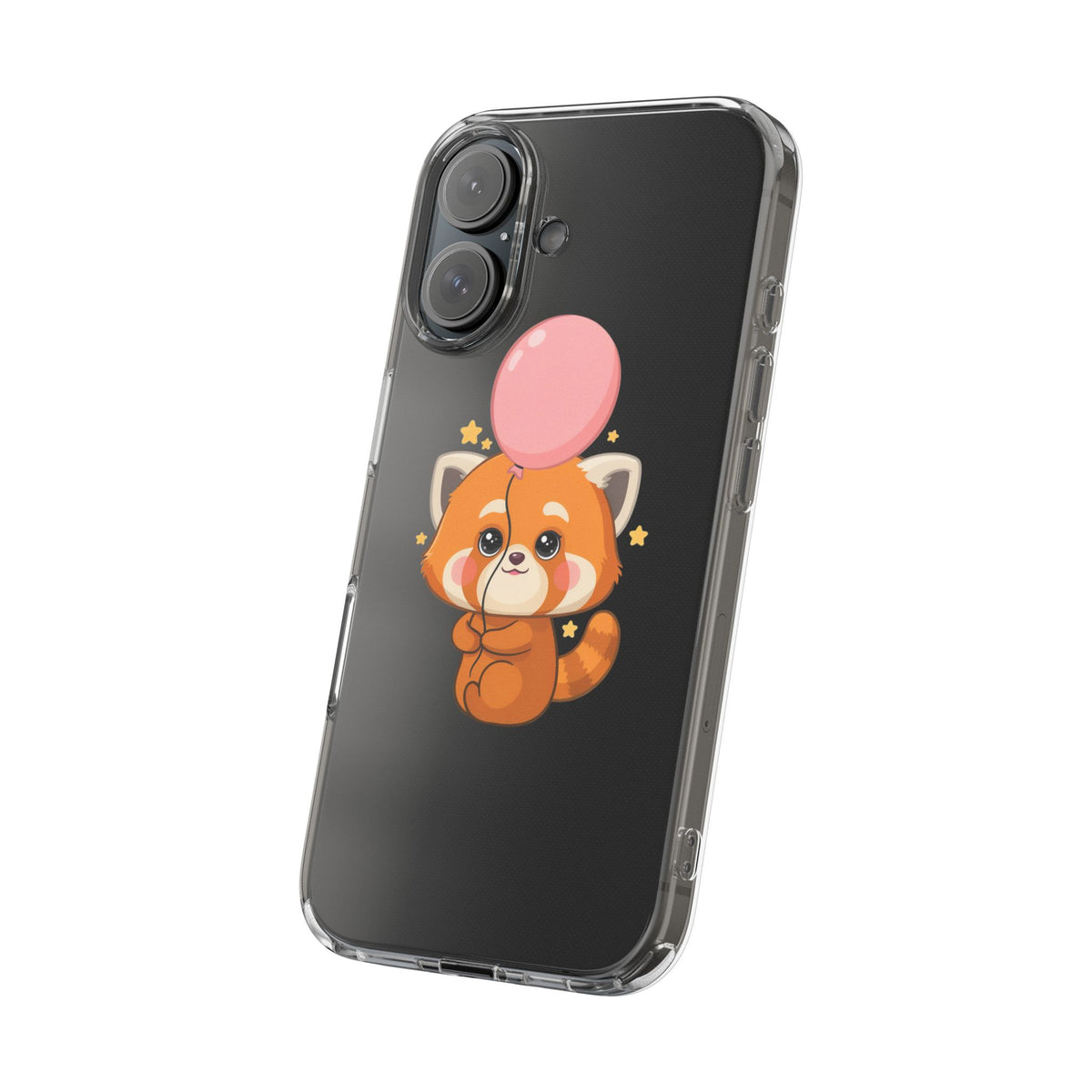 Kawaii Red Panda Clear Impact-Resistant Case with Balloon