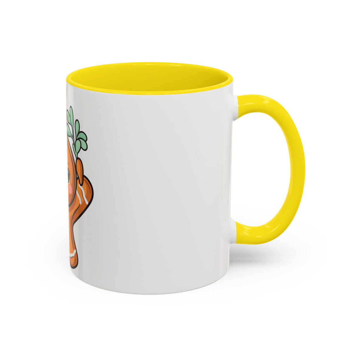 Kawaii Gingerbread Mug with Mistletoe | Christmas Accent Mug