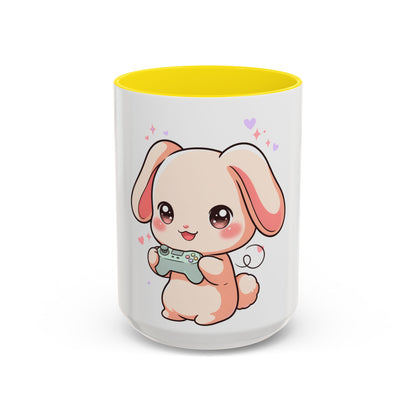 Gamer Bunny Accent Coffee Mug for Kawaii Game Lovers