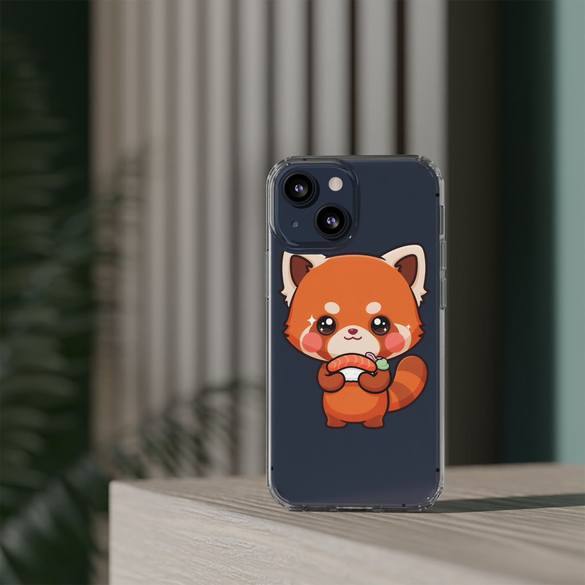 Red Panda Sushi Phone Case, Cute Kawaii Clear Case