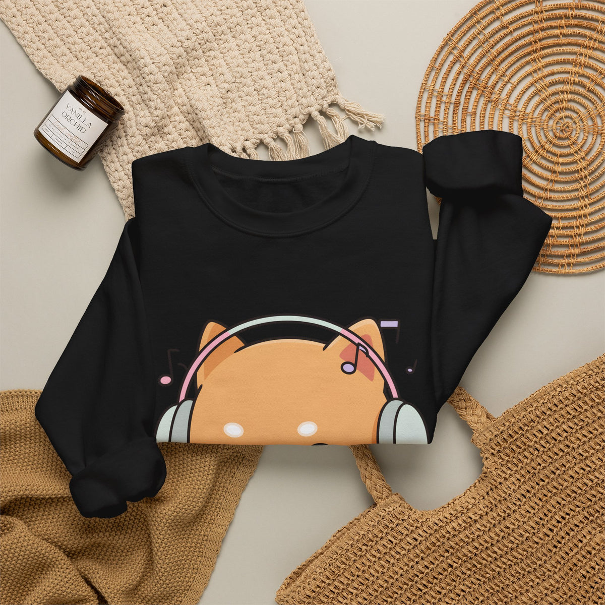 Kawaii Shiba Inu Music Sweatshirt, Cute Dog Lover Gift
