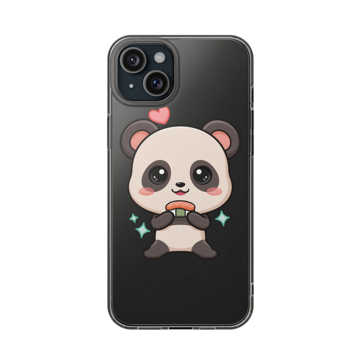 Kawaii Panda Sushi Phone Case, Clear Impact-Resistant Case