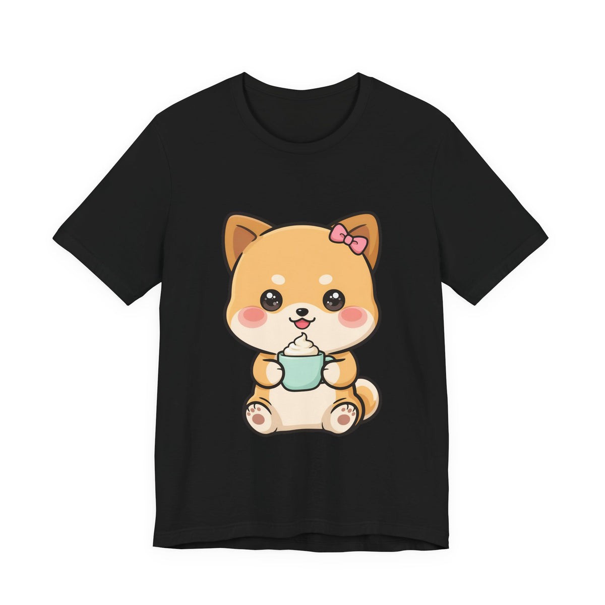 Kawaii Shiba Inu Coffee T-Shirt, Cute Latte Lover Tee
