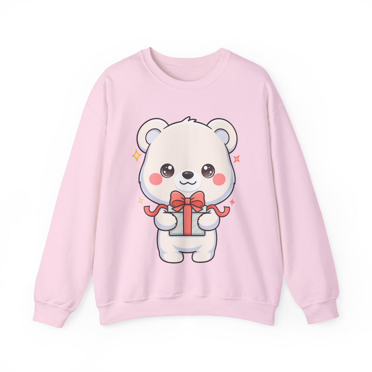 Kawaii Polar Bear Sweatshirt, Cute Gift-Giving Cub