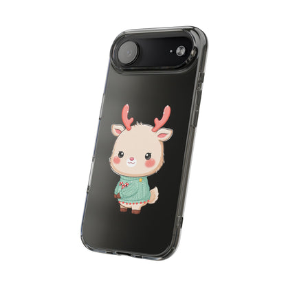 Kawaii Reindeer Clear Impact-Resistant Phone Case
