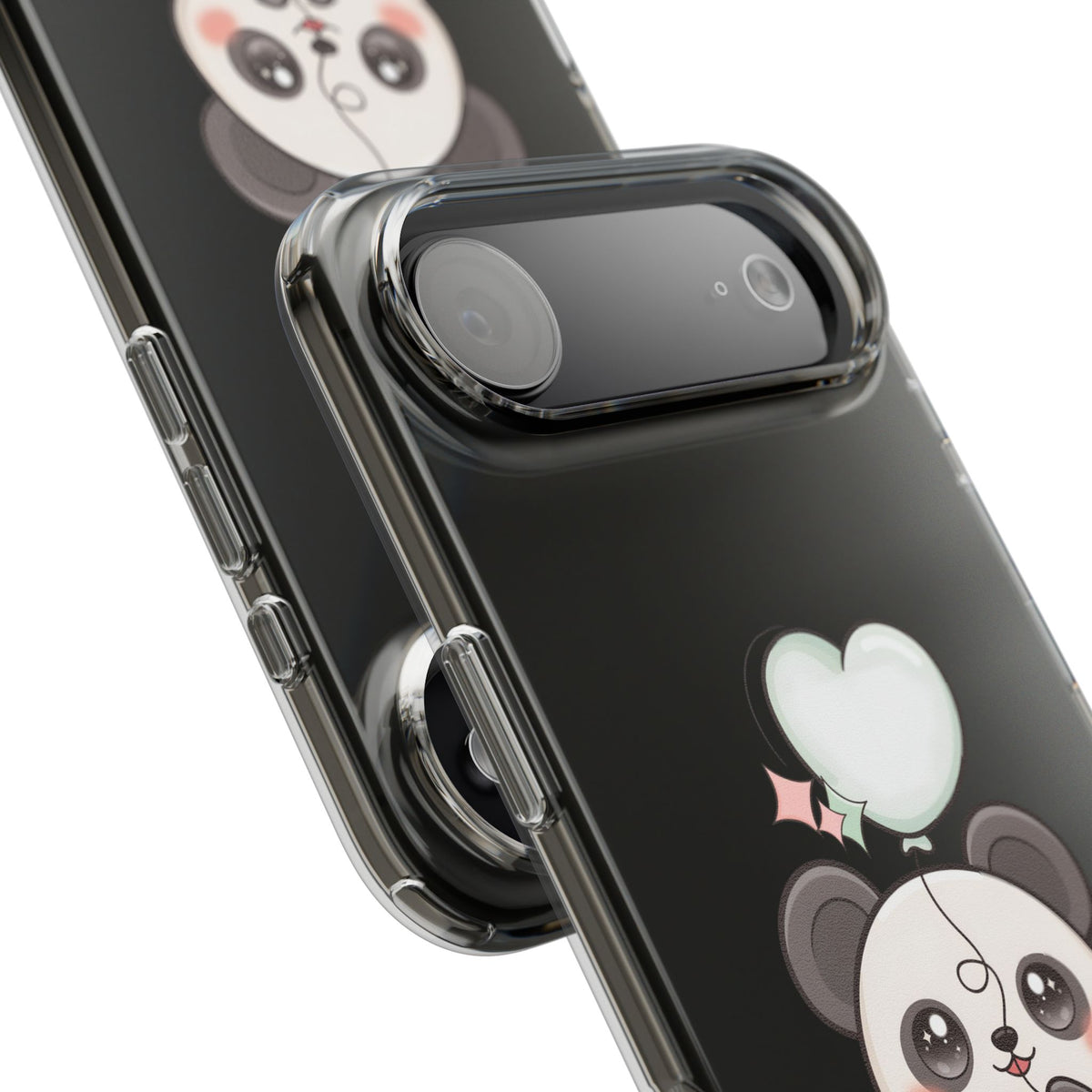 Kawaii Panda Clear Phone Case with Balloon