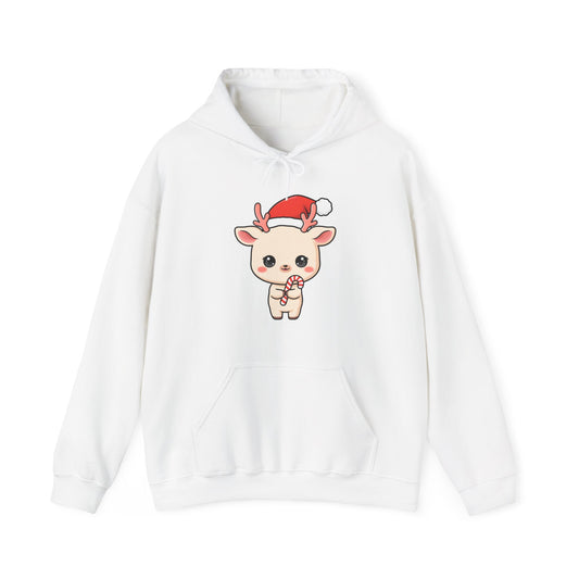 Kawaii Reindeer Hoodie, Cute Christmas Unisex Sweatshirt