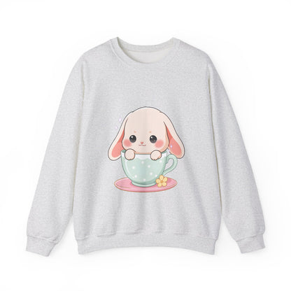 Kawaii Bunny Sweatshirt, Cute Chibi Tea Cup Rabbit