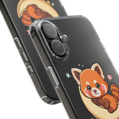 Red Panda Phone Case, Kawaii Moon Companion