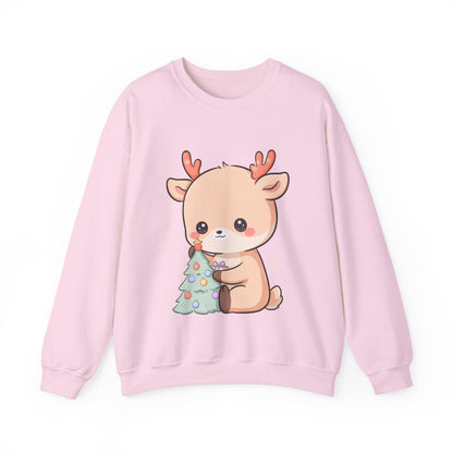 Kawaii Christmas Reindeer Sweatshirt, Cute Holiday Crewneck